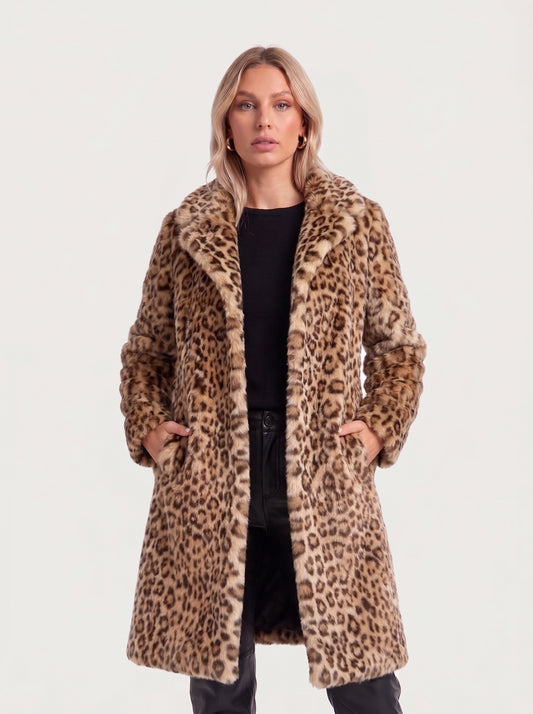 Séverine™ — Veste mi-longue léopard élégante