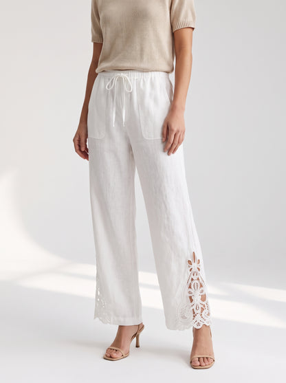 Perrine™ — Pantalon large cropped ourlet dentelle élégance urbaine estivale