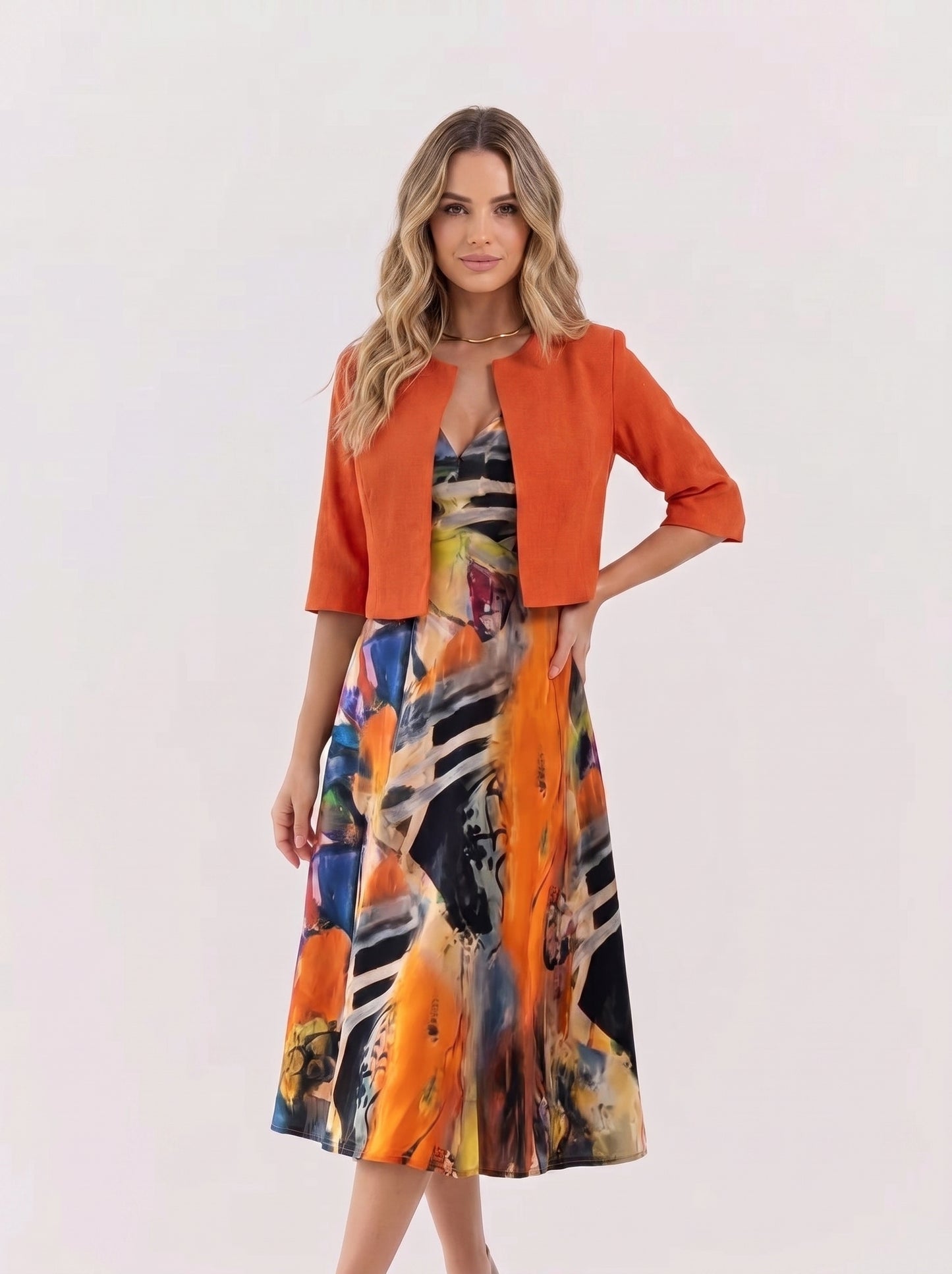 Maéliane™ — Robe midi imprimée élégante fluide