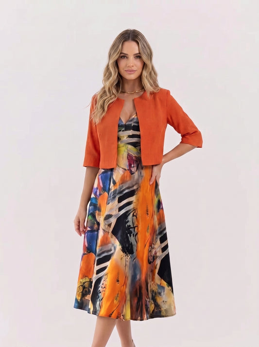 Maéliane™ — Robe midi imprimée élégante fluide